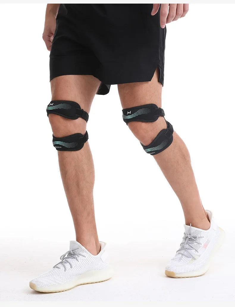Upgraded Sports Knee Pads - Double Patella Straps, Anti-Slip Silicone, Adjustable & Shock-Absorbing