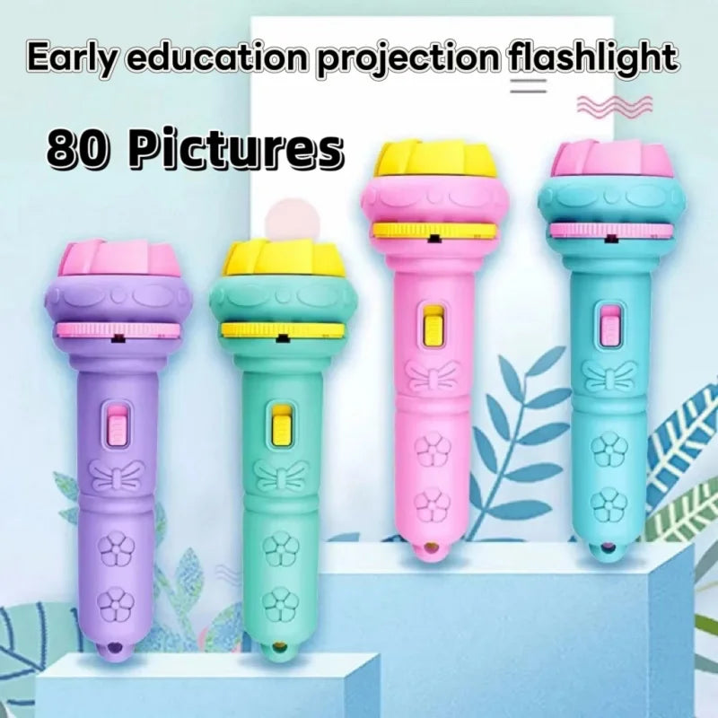 Kids Cartoon Projector Flashlight - 10 Slide Cards Bedtime Story Toy for Children