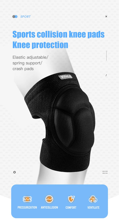 Thickened Anti-Collision Knee Pads - Elastic Pressure Strap Knee Brace for Volleyball, Extreme Sports & Protection