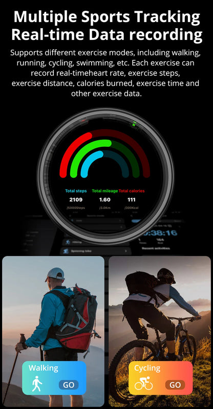 COLMI R12 Smart Ring 2025 - Touch Display Screen, Wireless Charging, Health Tracking, 5ATM Waterproof for Men & Women