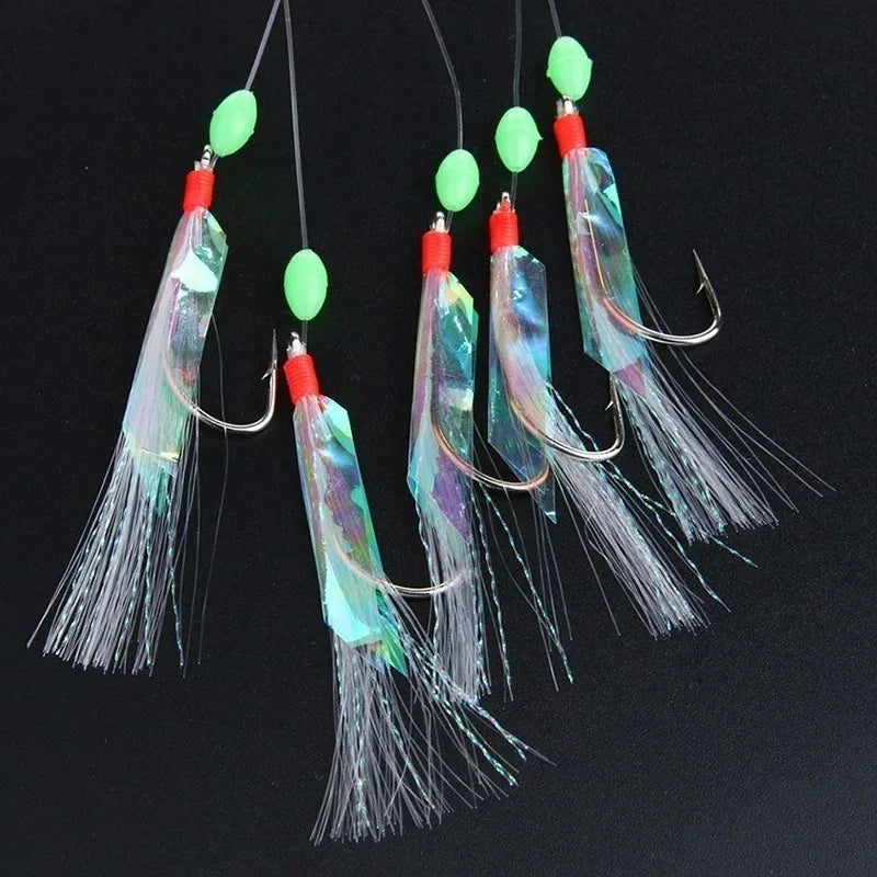 Soft Silverskin Fishing Lure Set 5pcs Multi-Color Imitation Fish Shrimp Bait with Crystal Barbed Hook