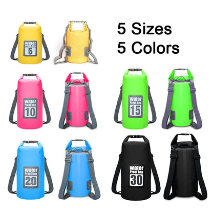 Waterproof Dry Bag Set - 5L/10L/15L/20L/30L PVC Storage Sacks for Kayaking, Canoeing, Rafting & Swimming Adventures