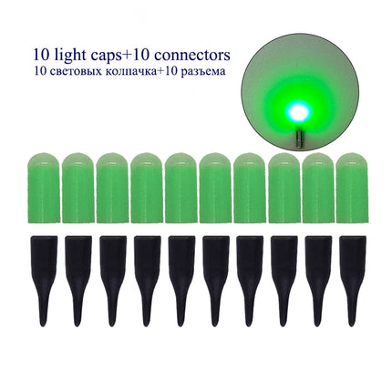 LED Fishing Float Set - 10 Pack Electronic Light-Up Bobbers for Night Fishing (Battery-Free)