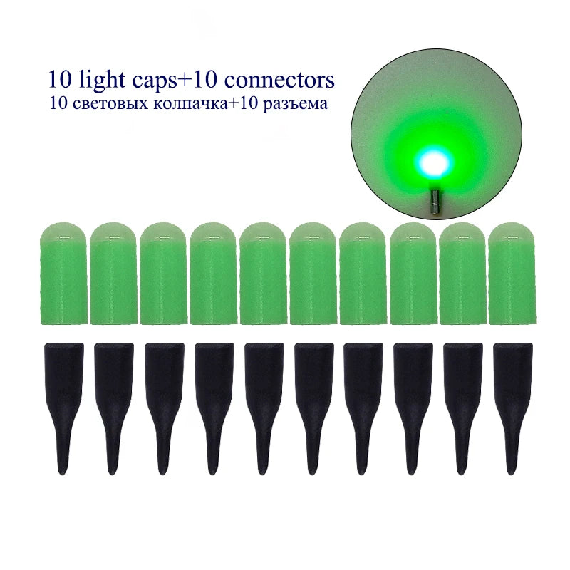 LED Fishing Float Set - 10 Pack Electronic Light-Up Bobbers for Night Fishing (Battery-Free)