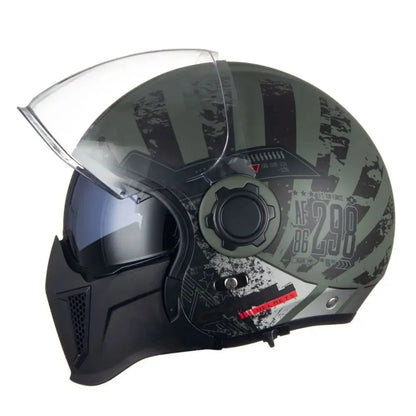 Modular Motorcycle Helmet - Full Face/Open Face 3/4 Dual Visor Helmet (ECE/DOT Certified, Unisex)