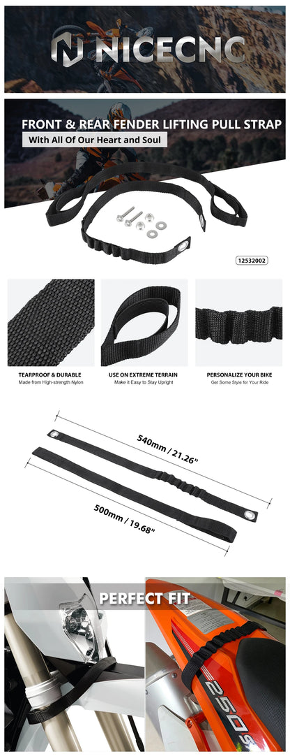 NICECNC Front & Rear Fender Pull Strap Support Belt for KTM SX/SXF 125-500 (2019-2022) | EXC/EXCF/XC/XCF/XCW TPI 125-500 (2023)
