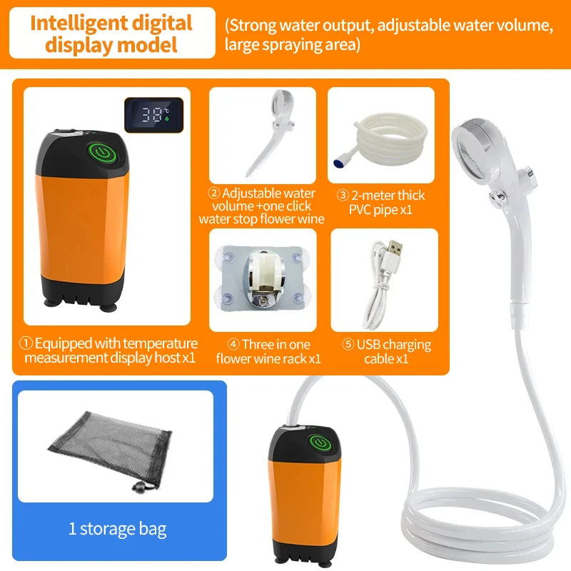 Portable Rechargeable Electric Shower Pump 2026 – USB Powered Waterproof for Outdoor Camping Beach Hiking Pet Bath Car Wash