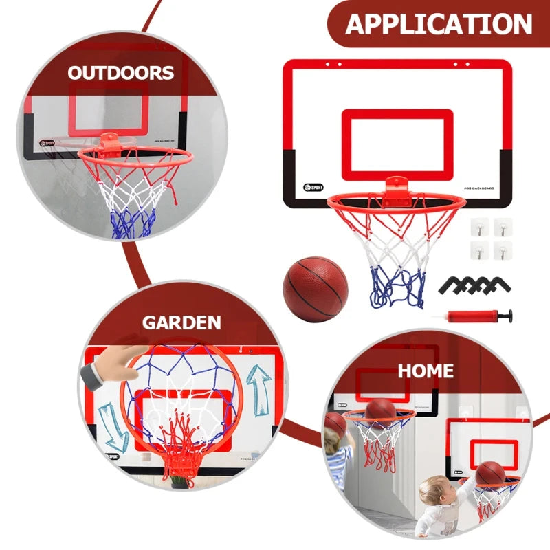 Kids Indoor Basketball Hoop Set - Foldable Over-Door Mini Basketball Game