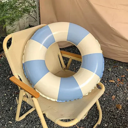 Kids PVC Striped Swimming Ring - Inflatable Floating Tube Donut for Boys & Girls Summer Pool Fun