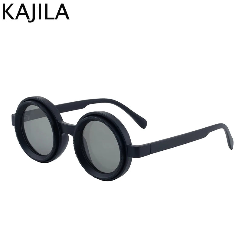 Polarized Steampunk Round Sunglasses - ND9 Adjustable Dimming, Small Frame Light-Reducing Eyewear for Men, Fishing & Driving UV400