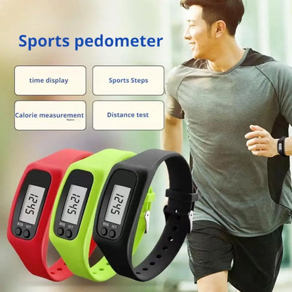 Digital LED Pedometer Watch - Silicone Sport Bracelet with Step Counter and Calorie Tracker