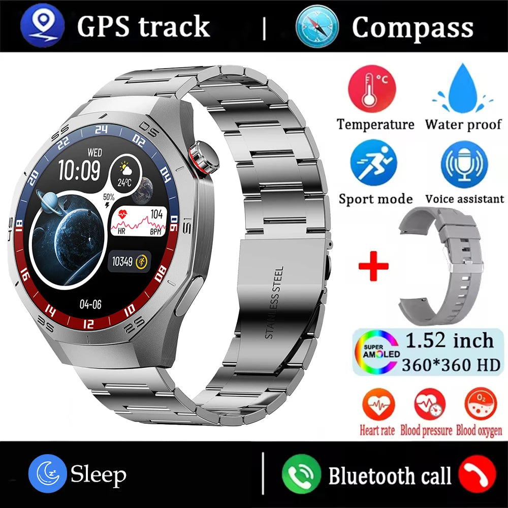 2025 Smart Watch - AMOLED Screen with GPS, Heart Rate, Bluetooth Calls & Waterproof for Android & iOS