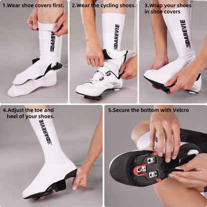 Aero Striped Cycling Shoe Covers - Waterproof Windproof Anti-Slip Overshoes for Road & MTB Bikes