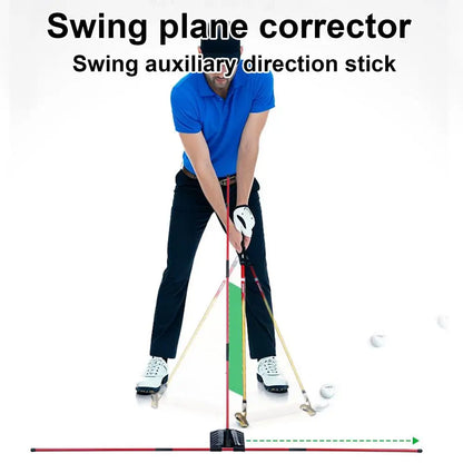 Golf Swing Alignment Trainer - Practice Plate with Rod Holder for Swing Angle Adjustment & Posture Correction