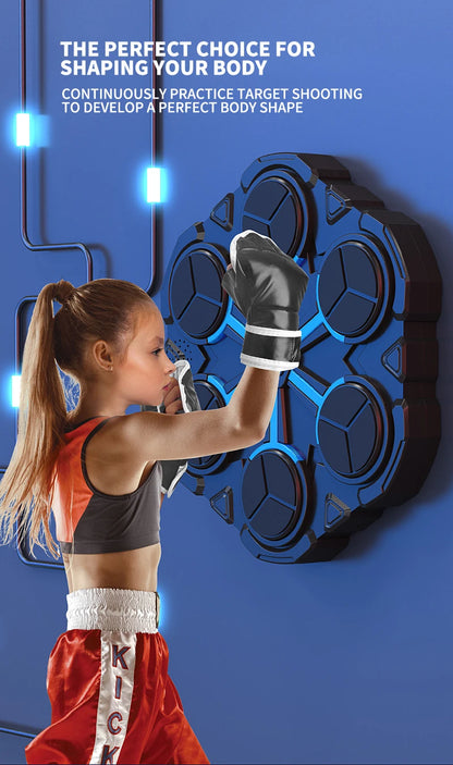Smart Music Boxing Trainer - Wall-Mounted Electronic Strike Target for Home Indoor Training & Reaction Development