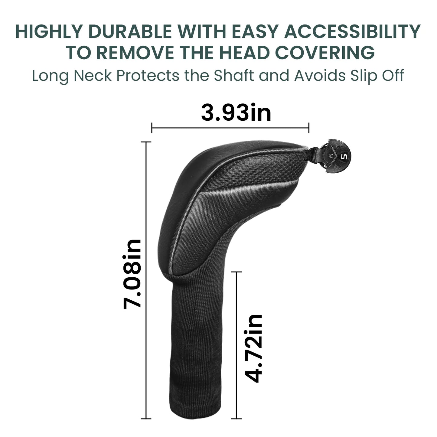Premium Golf Club Head Covers for Woods & Hybrids - 1 Piece Long Neck Design