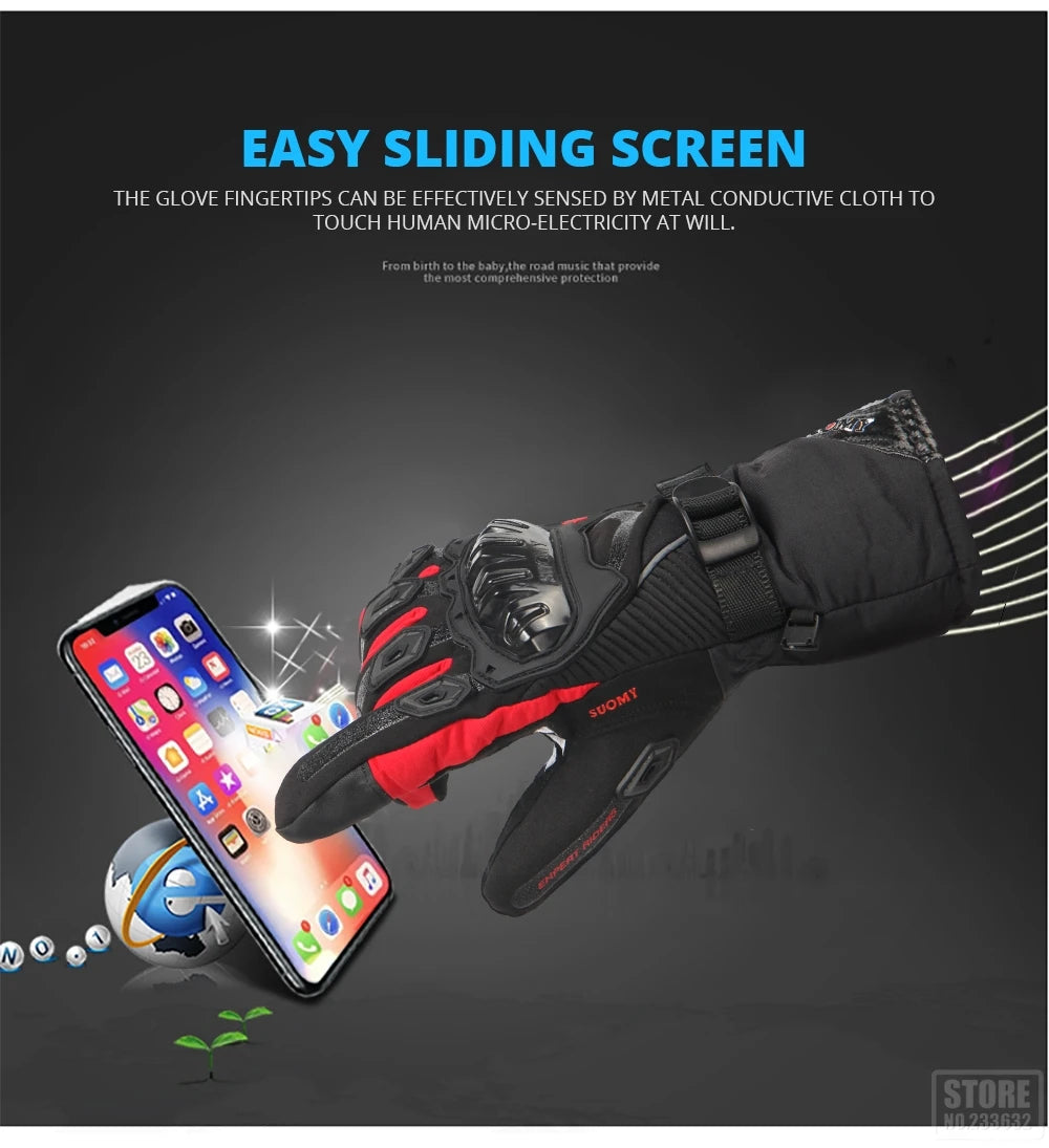 Winter Motorcycle Gloves - Windproof Waterproof Touch Screen Motocross Riding Gloves for Men