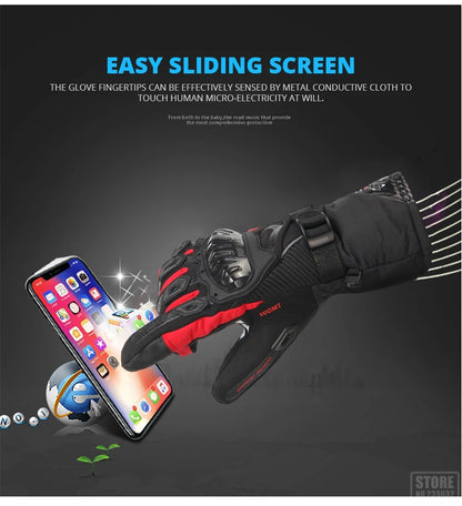 Winter Motorcycle Gloves - Windproof Waterproof Touch Screen Motocross Riding Gloves for Men