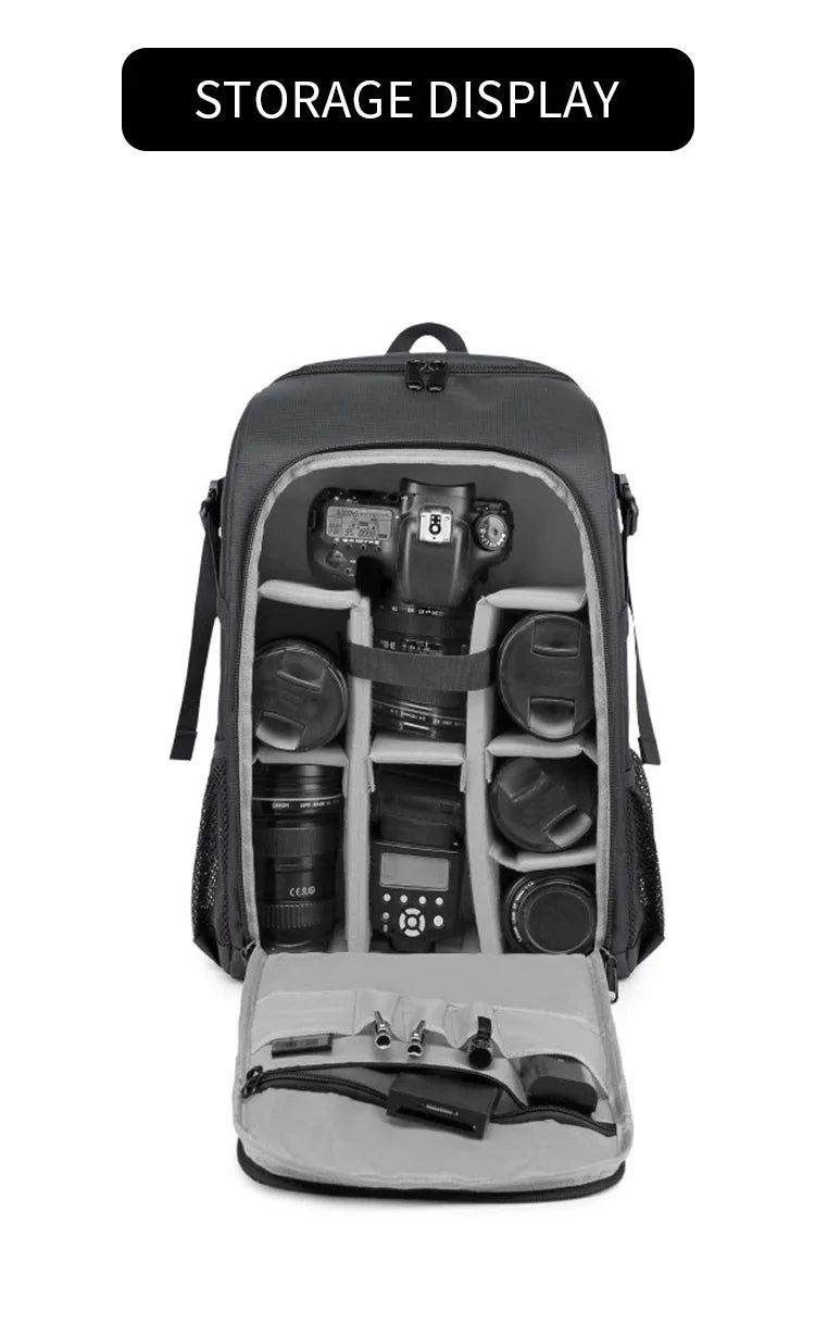 Waterproof Camera Backpack - Oxford Cloth Photography Bag for Outdoor DSLR Use
