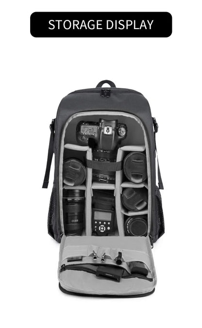 Waterproof Camera Backpack - Oxford Cloth Photography Bag for Outdoor DSLR Use