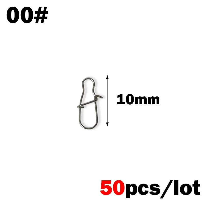 50PCS Stainless Steel Pin Swivel Fishing Accessories - Connector Lure Clip Rolling Swivels for Sea Fishing