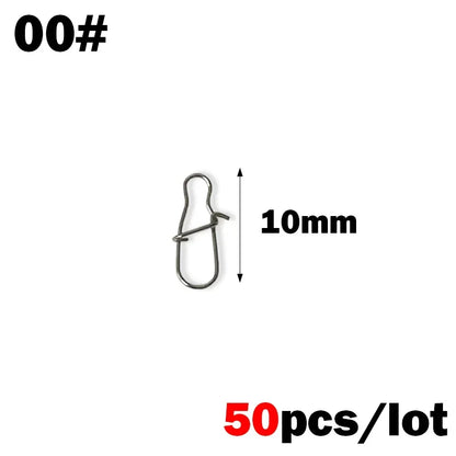 50PCS Stainless Steel Pin Swivel Fishing Accessories - Connector Lure Clip Rolling Swivels for Sea Fishing