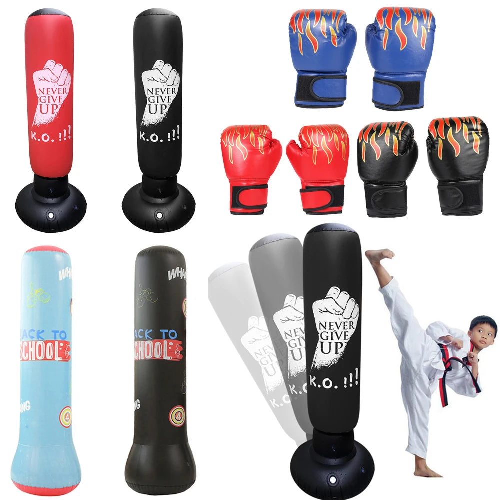 Inflatable PVC Punching Bag - Kids & Adult Fitness Training Boxing Column with Pressure Base