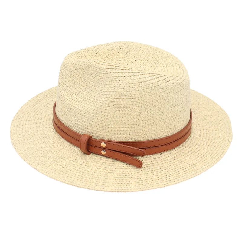 Breathable Straw Panama Hat - European American Style Jazz Sun Hat for Beach & Leisure