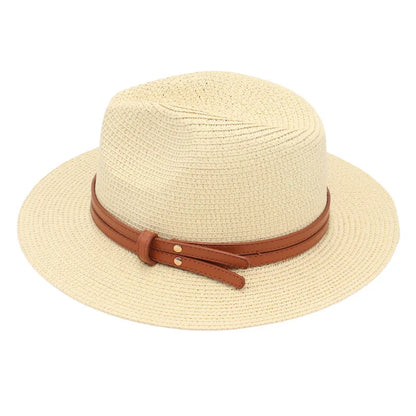 Breathable Straw Panama Hat - European American Style Jazz Sun Hat for Beach & Leisure