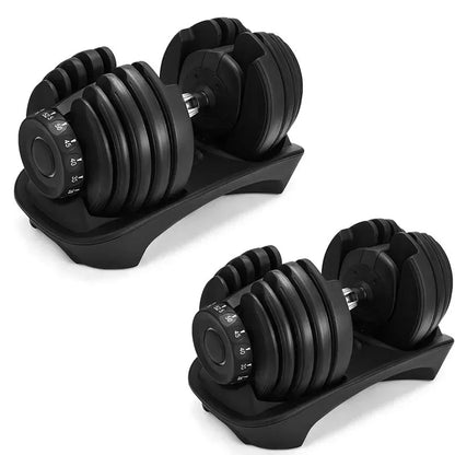 Adjustable Dumbbell Set 24KG - Rubber-Coated Home Gym Equipment with Anti-Slip Handle