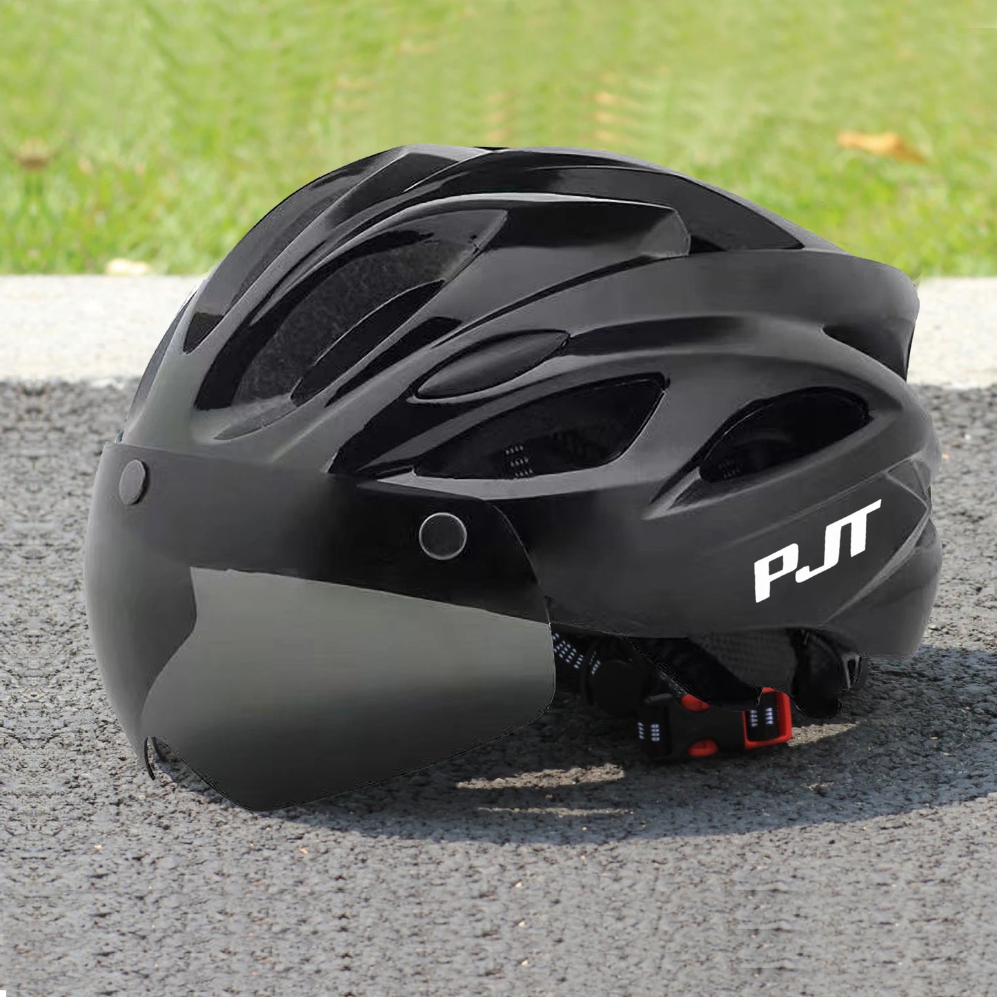 PJT Ultra-Light Cycling Helmet with Magnetic Goggles - PC Shell & EPS Foam Construction, MTB Bike Helmet