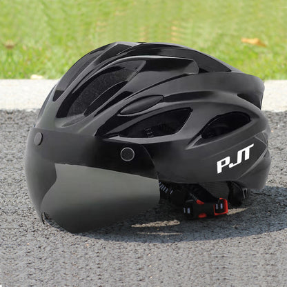 PJT Ultra-Light Cycling Helmet with Magnetic Goggles - PC Shell & EPS Foam Construction, MTB Bike Helmet