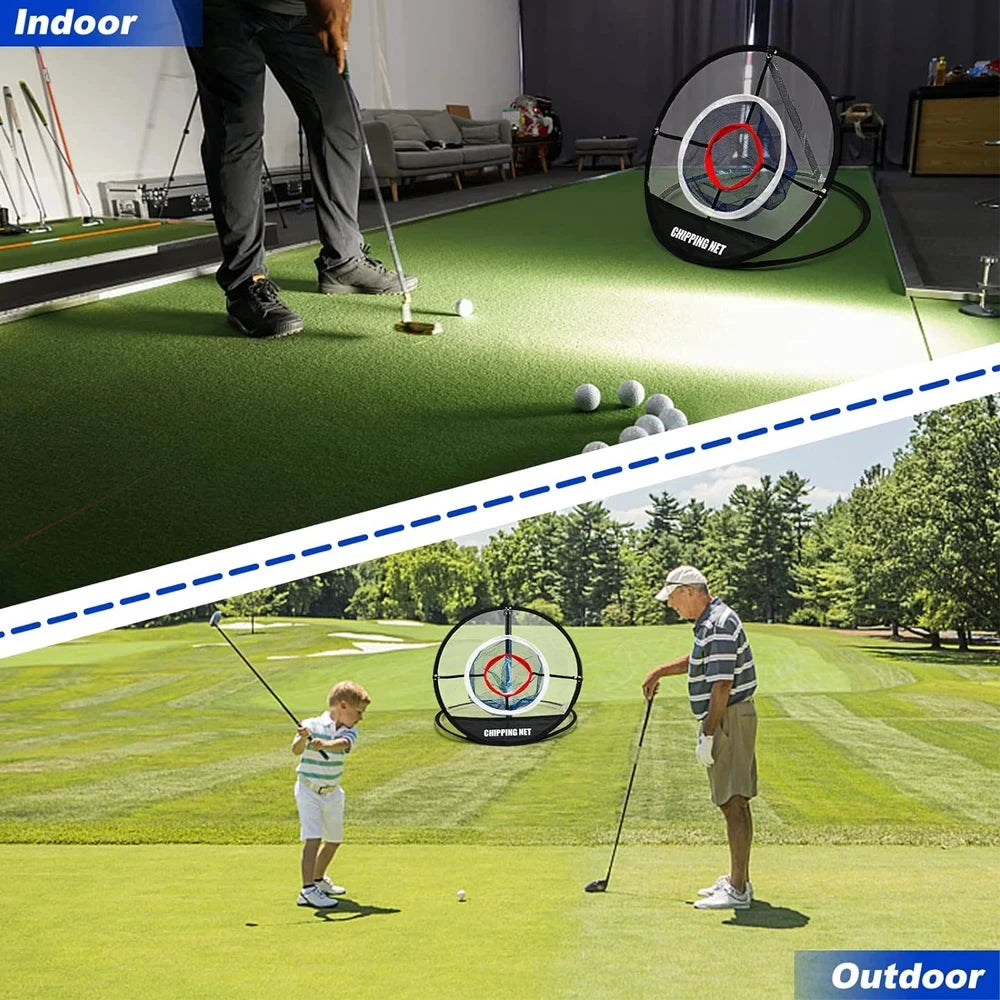 Pop-Up Golf Chipping Net with Hitting Mat - Portable Folding Training Target for Accuracy and Swing Practice