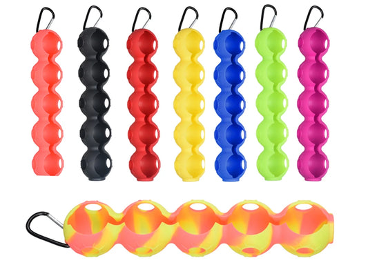 Portable Silicone Golf Ball Pouch - 5-Ball Capacity Carry Case with Hook - Essential Golf Accessories