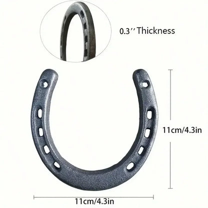 Cast Iron Horseshoes (Set of 4) - Hoof Care with Excellent Grip & Stability, Wear-Resistant for Long-Term Use