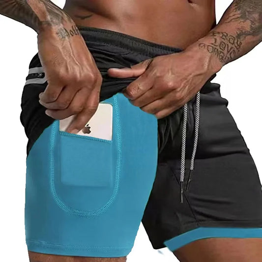 Men's 2-in-1 Compression Athletic Shorts - Double Layer Summer Fitness Training Shorts for Gym & Sports