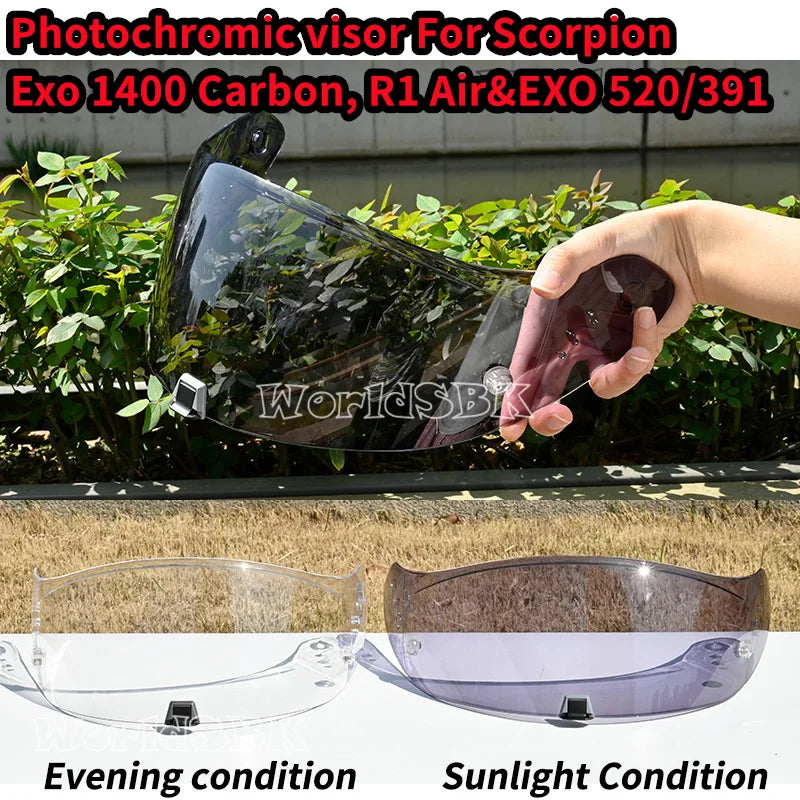 Motorcycle Helmet Visor Lens KDF-16-1 Compatible - Anti-UV Anti-Scratch Photochromic Shield for Full Face Helmets