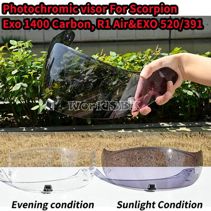 Motorcycle Helmet Visor Lens KDF-16-1 Compatible - Anti-UV Anti-Scratch Photochromic Shield for Full Face Helmets