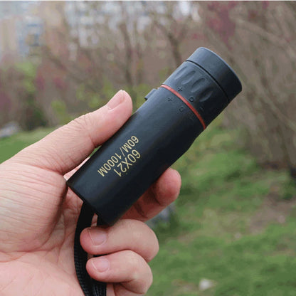 60x21 BAK4 Zoom Monocular Binoculars with Wrist Strap - Mini Portable Telescope for Outdoor Camping & Hunting