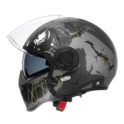 Modular Motorcycle Helmet - Full Face/Open Face 3/4 Dual Visor Helmet (ECE/DOT Certified, Unisex)