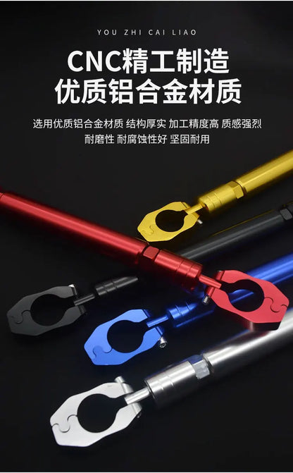 22mm Motorcycle Handlebar Crossbar - Adjustable Reinforcement Balance Bracket with Handle Grips | Steering Stabilizer Expansion Rod Replacement