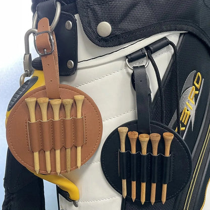 Leather Golf Ball Storage Pouch - Portable Round Holder with Loop Buckle for Training