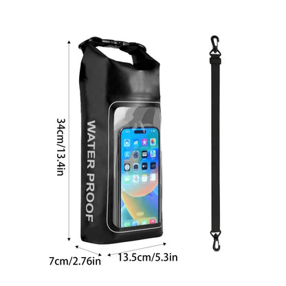 Waterproof PVC Outdoor Dry Bag - 5L & 2L Capacity - Multi-Sport Floating Bag for Swimming, Diving, Kayaking, Rafting & Beach Activities - Crossbody Shoulder Travel Bag for Surfing