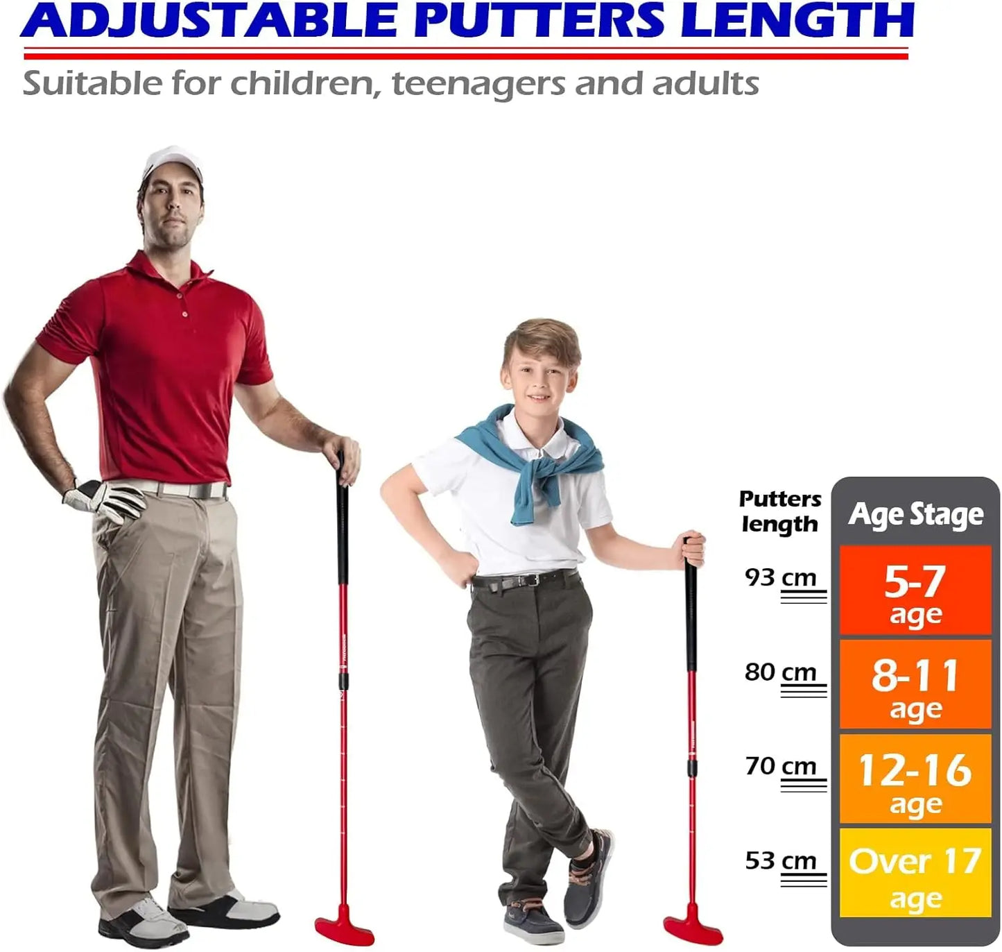 Adjustable Length Golf Putter - Ambidextrous Design for Men, Women & Kids