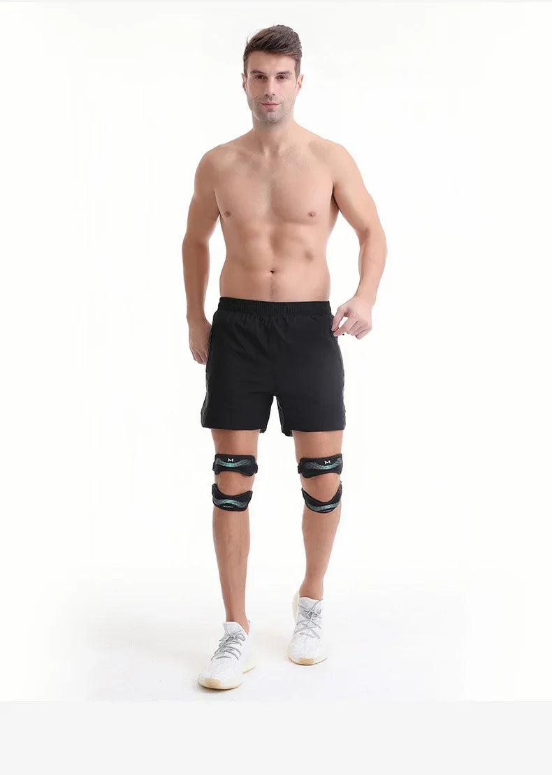 Upgraded Sports Knee Pads - Double Patella Straps, Anti-Slip Silicone, Adjustable & Shock-Absorbing