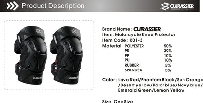 Cuirassier MX Motorcycle Knee Pads - Night Reflective Motocross Racing Guards Protection