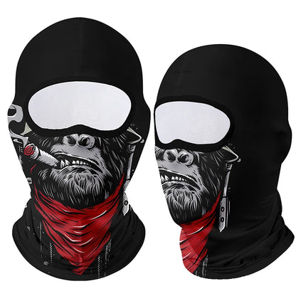 Full Face Balaclava Mask - Breathable Windproof UV Sun Protection - Moto Skull Ghost Clown Design for Summer Spring