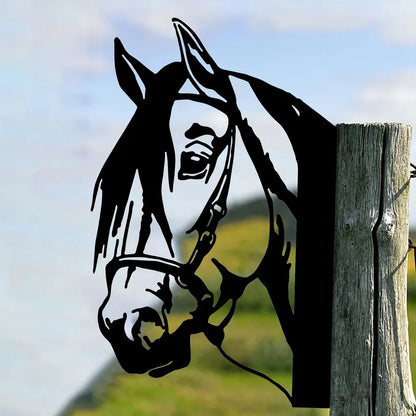 Horse Silhouette Metal Wall Art - Iron Garden Fence Ornament, Outdoor Farm Decor for Home & Party (1pc)