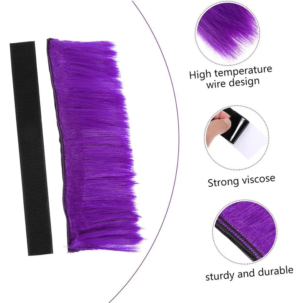 Universal Synthetic Mohawk Hair Sticker - Reusable Motorcycle & Bicycle Helmet Accessory for Outdoor Racing