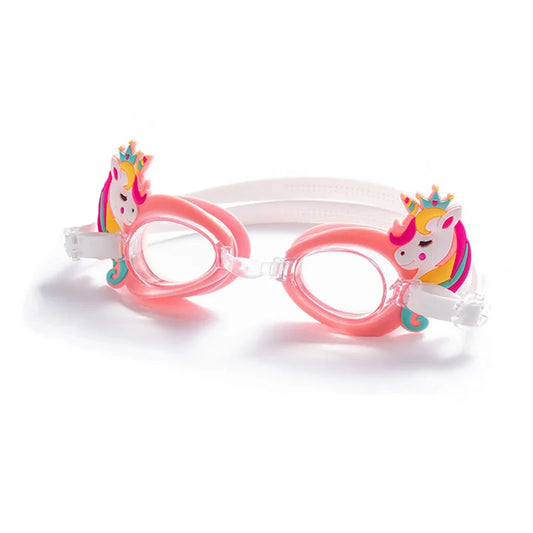 Kids Waterproof Swimming Goggles - Colorful Cartoon Pony Design with Anti-Fog & Adjustable Strap